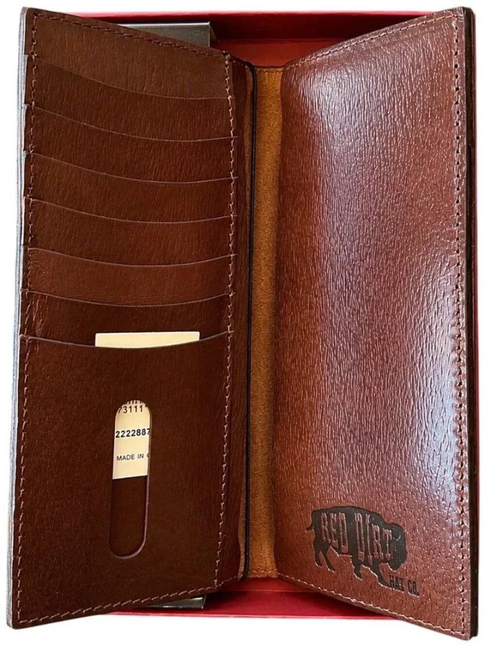 Red Dirt Hat Co Genuine Leather Rodeo Brown Wallet Southwestern Print New In Box